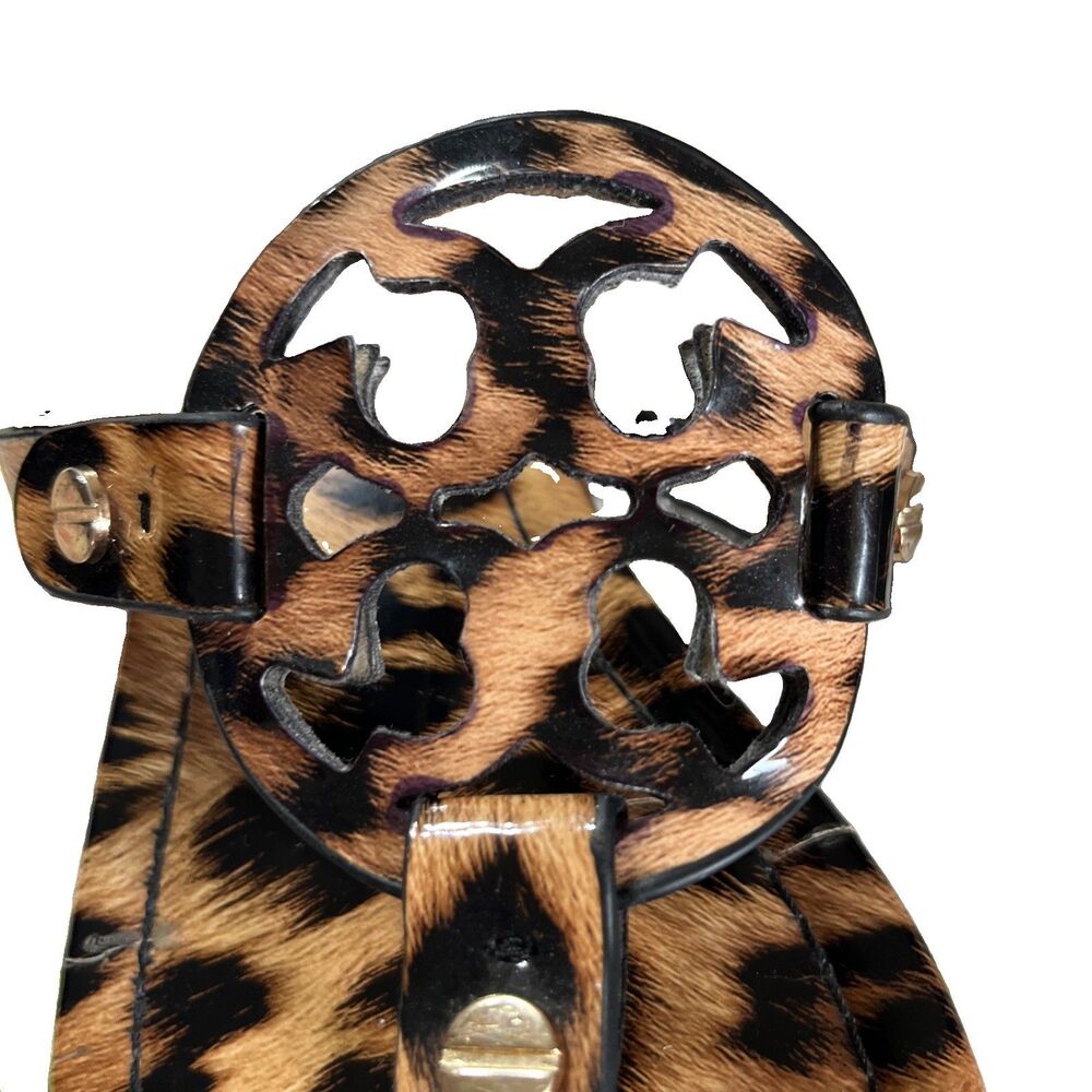 Tory Burch Women's Miller Sandals 9 Patent Leopard - Picture 2 of 10